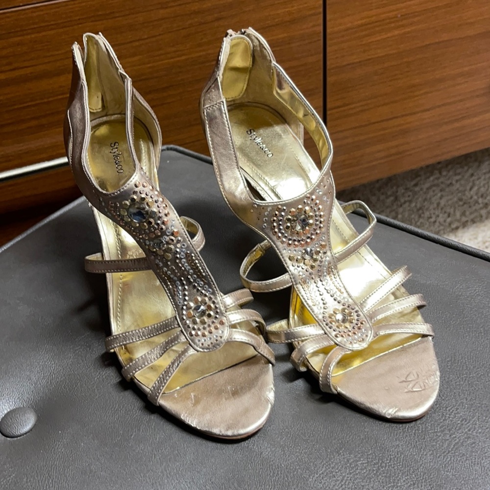 Style and Co Gold Beaded Heels